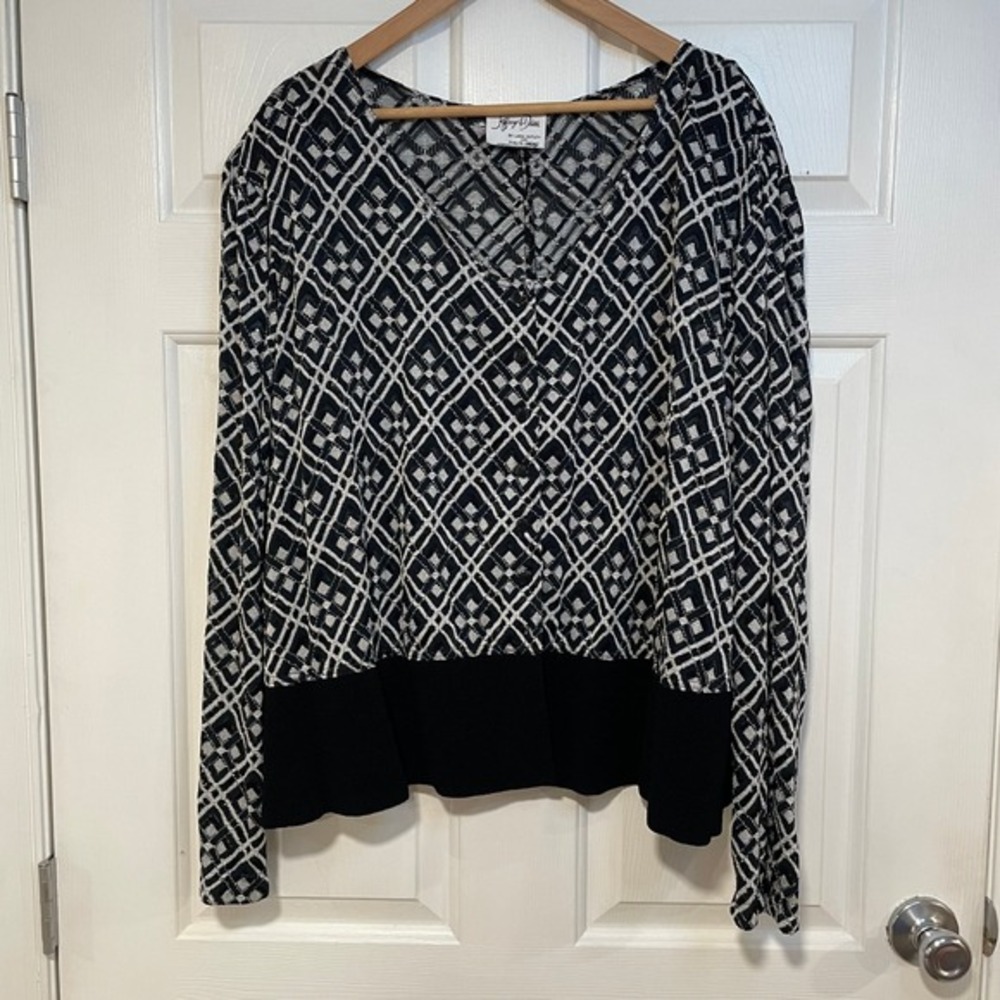 Vintage‎ 80s Jeffrey & Dara Sheer Geometric Lace Cardigan Topper Button Up 2X 3X
